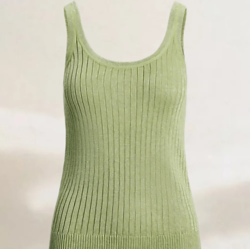 Lauren Ralph Lauren Light Green Ribbed Knit Tank Top - Picture 3 of 7